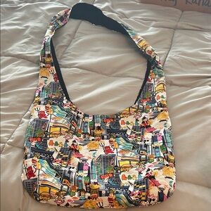 Colorful Japanese themed City Print Hobo Style Bag